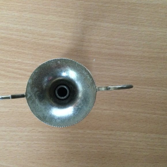 Vintage mini small decorative bud vase handled stone metal onyx 3.25" - Picture 4 of 5